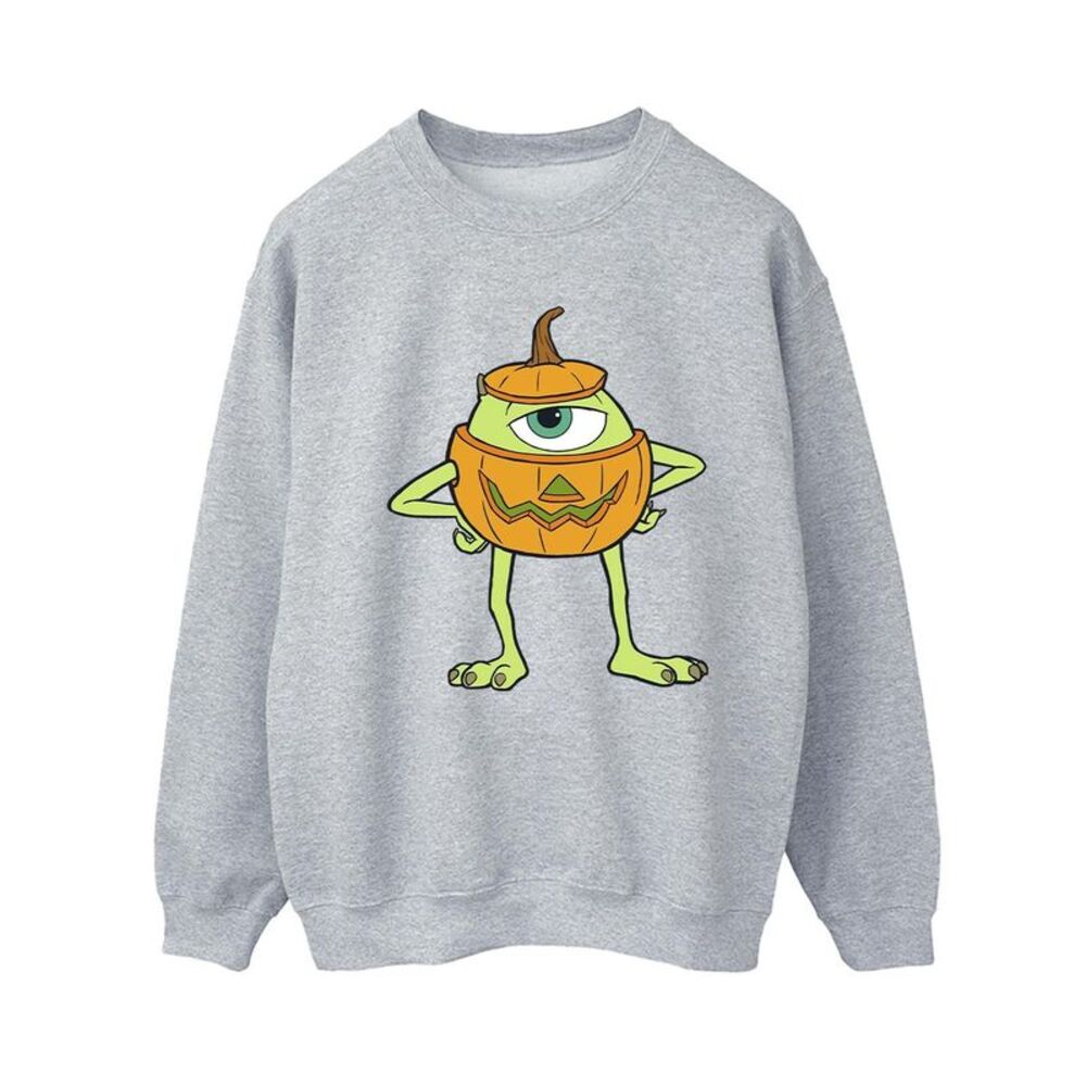 Monsters Inc Womens/Ladies Mike Pumpkin Halloween Sweatshirt / Sports Gray